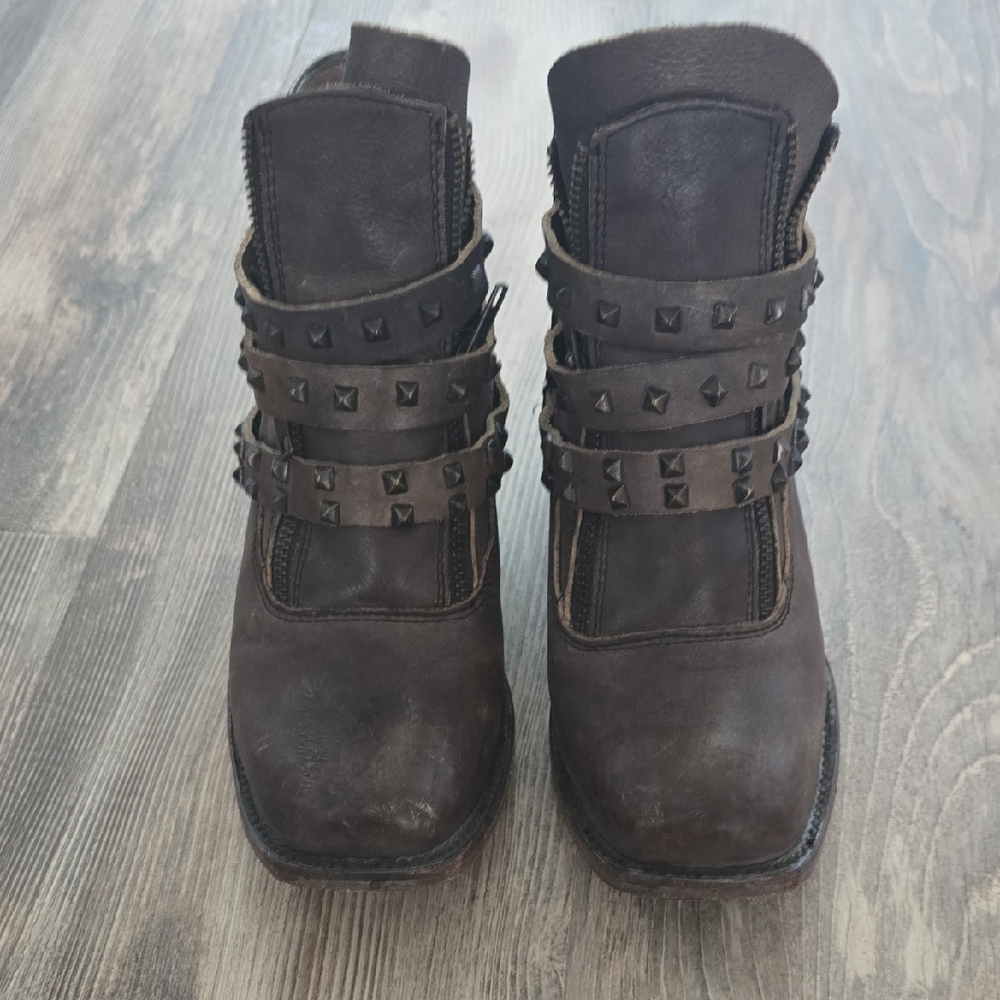 Freebird by Steven Studded Chocolate Ankle Boots